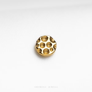 Petite boucle d'oreille sans filetage disque martelé à dos plat, calibre 20,18,16, 5-10 mm unisexe, acier chirurgical SHEMISLI SS1118