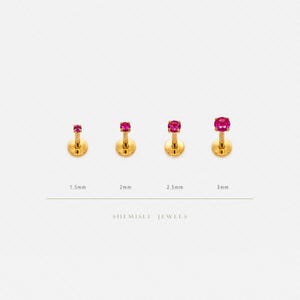 Ruby Lip Stud, Threadless Flat Back, Minimalist Style, A-SS615 Bild 5