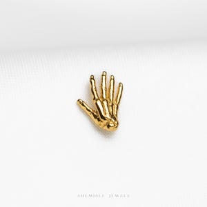 Tiny Skeleton Hand Threadless Flat Back Earring, 20,18,16ga, 5-10mm Unisex, Surgical Steel SHEMISLI SS1114