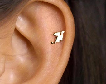 Flying Dragon Stud, Butterfly End or Screw Ball End Earring, Minimalist Style, A-SS829 SS830