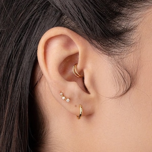 Split Double Daith Hoop Ring Earring, 18,16ga, 8,10,12mm, Unisex, G23 Titanium SHEMISLI SH528,SH529,SH530,SH531,SH532