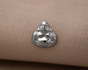 Happy Buddha Stud, Threadless Flat Back Earring, Minimalist Style, A-SS1441