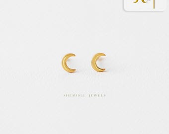 Moon Stud, Butterfly End or Screw Ball End Earring, Minimalist Style, A-SS134 SS859