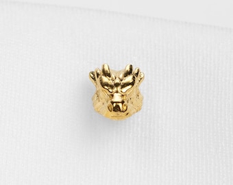 Clou en forme de tête de dragon, boucle d'oreille sans filet à dos plat, style minimaliste, A-SS1348