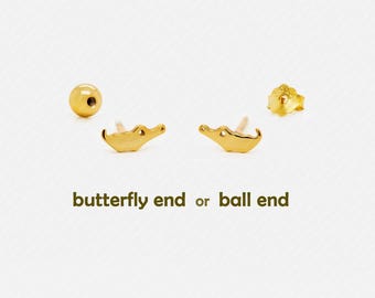 Crocodile Stud, Butterfly End or Screw Ball End Earring, Minimalist Style, A-SS633 SS634