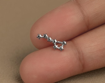 Clou Grande Ourse, Boucle d'oreille sans filetage à dos plat, Style minimaliste, A-SS1185