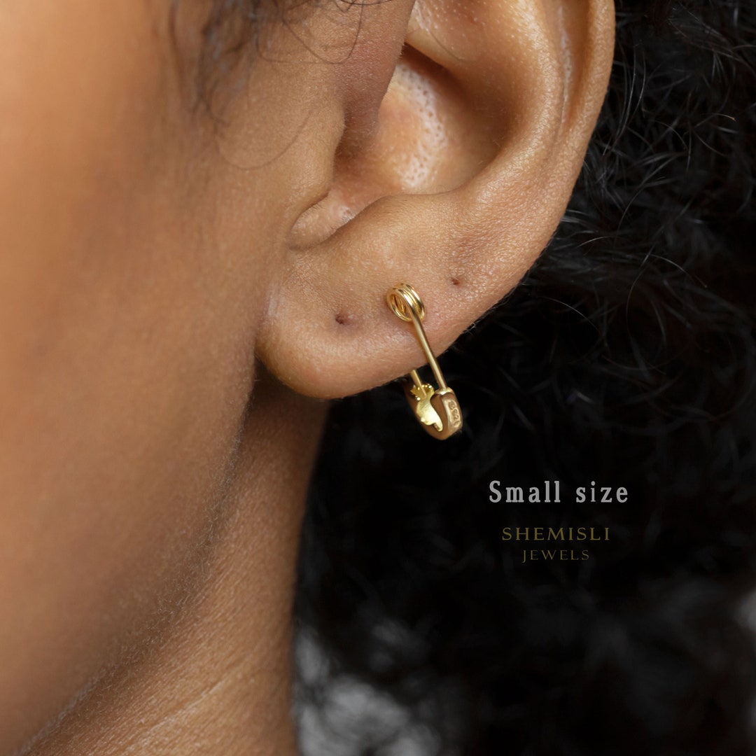 Safety Pin Hoop Earrings, Gold, Silver SHEMISLI SH190, SH191 Etsy