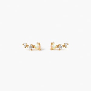 Opal Stone Ear Climber, Stud Earring, Minimalist Style, A-SS162