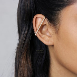 Faux brassard d'oreille industriel, boucle d'oreille sans piercing, brassard d'oreille barre cartilagineuse, unisexe, or, argent SHEMISLI SF049