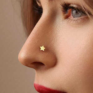 Star Nose Stud, Threadless Flat Back, Minimalist Style, A-SS567