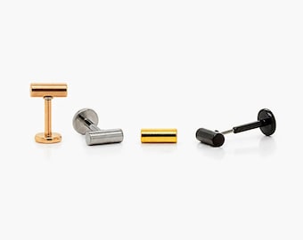 Bar Stud, Threadless Flat Back Earring, Minimalist Style, A-SS589