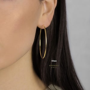 Large Thin Hoop, Light weight Huggies, Unisex, Gold, Silver SHEMISLI - SH268, SH152, SH269