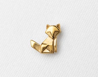 Origami Fox Stud, Threadless Flat Back Earring, Minimalist Style, A-SS1770
