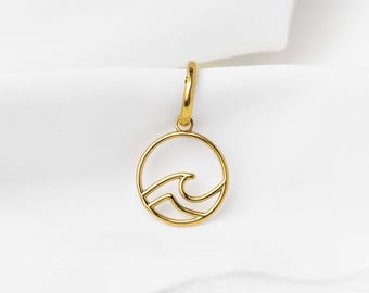 Wave Pendant Hoop, Huggies Earring, Minimalist Style, A-SH795