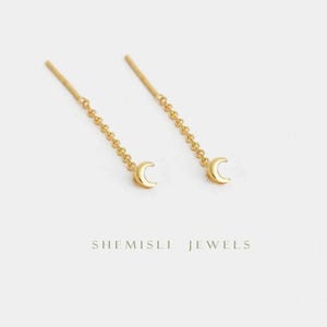 Moon Ear Threader, Stud Earring, Minimalist Style, A-ST012 NOBKG