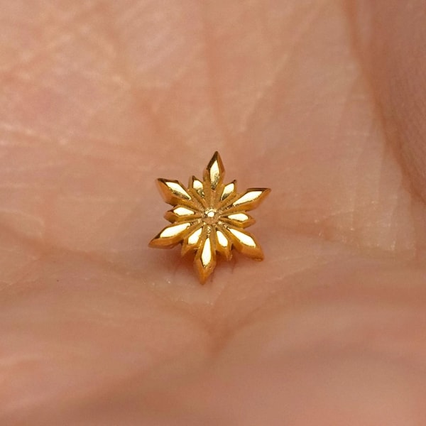Snowflake Stud, Threadless Flat Back Earring, Minimalist Style, A-SS1269