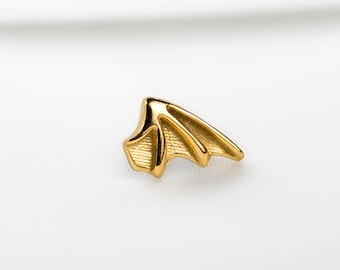 Bat Dragon Wing Stud, Threadless Flat Back Earring, Minimalist Style, A-SS1121