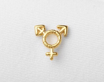 Transgender Symbol Stud, Threadless Flat Back Earring, Minimalist Style, A-SS1824