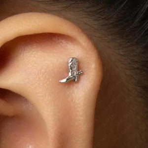 Cowboy Cowgirl Boots Stud, Threadless Flat Back Earring, Minimalist Style, A-SS1078