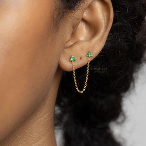 Two Piercings Clover Stud, Earring, Minimalist Style, A-SS147 SS317 SS318 SS319 SS320 Bild 3