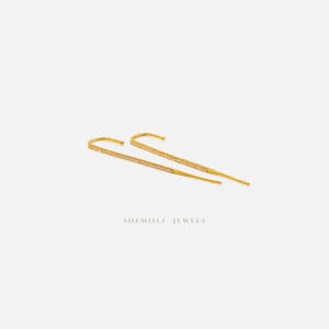 Long Stone Climber Earring for Earlobe Piercing, Fake Helix Piercing, Unisex, Gold, Silver  SHEMISLI - SS228 NOBKG