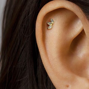 Clous d'oreilles petite fleur unisexe, or, argent SHEMISLI SS643 extrémité papillon, extrémité sphérique à vis SS644 (type A)