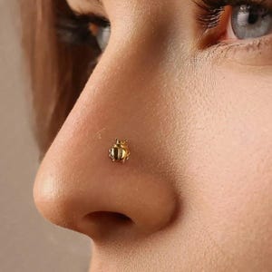 Beetle Nose Stud, Threadless Flat Back, Minimalist Style, A-SS574
