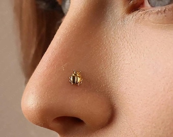 Beetle Nose Stud, Threadless Flat Back, Minimalist Style, A-SS574