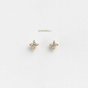 4 Leaf Clover Stud, Earring, Minimalist Style, A-SS040