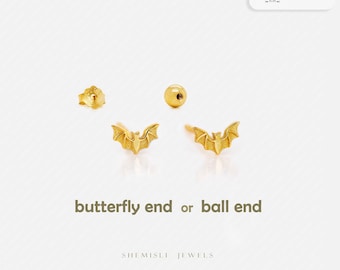 Bat Stud, Butterfly End or Screw Ball End Earring, Minimalist Style, A-SS883 SS884