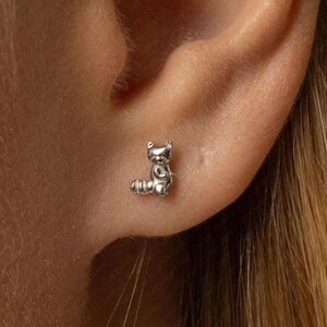 Red Panda Stud, Threadless Flat Back Earring, Minimalist Style, A-SS1092