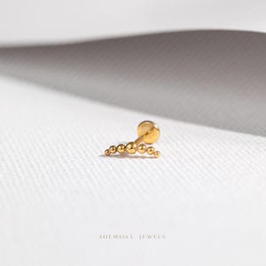 Petite boucle d'oreille sans fil à l'arrière plat 7 perles, calibre 20,18,16, 5-10 mm unisexe, acier chirurgical SHEMISLI SS850 -> SS1005