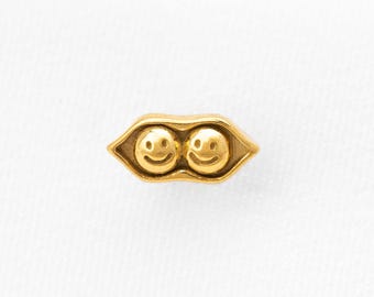 2 Peas-In-Pod Stud, Threadless Flat Back Earring, Minimalist Style, A-SS1532