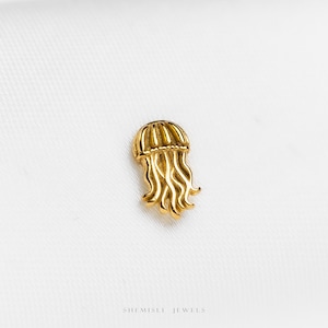 Boucle d'oreille sans filetage à dos plat Petite méduse, calibre 20,18,16, 5-10 mm unisexe, acier chirurgical SHEMISLI SS1127