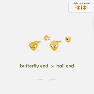 Clous d'oreilles Tiny Alien, unisexe, or, argent SHEMISLI SS837 embout papillon, embout boule à vis SS838 (type A)