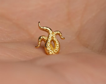 Octopus Tentacles Stud, Threadless Flat Back Earring, Minimalist Style, A-SS1165