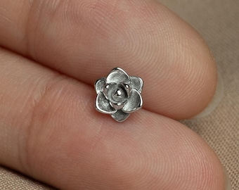 Clou d'oreille fleur de magnolia, boucle d'oreille sans filet à dos plat, style minimaliste, A-SS1337