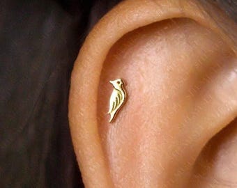 Parrot Cockatiel Bird Stud, Butterfly End or Screw Ball End Earring, Minimalist Style, A-SS711 SS712