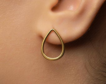 Large Teardrop Stud, Threadless Flat Back Earring, Minimalist Style, A-SS1784