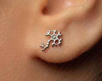 Neuron Stud, Threadless Flat Back Earring, Minimalist Style, A-SS1580