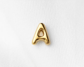 Uppercase Letter A Stud, Threadless Flat Back Earring, Minimalist Style, A-SS1621