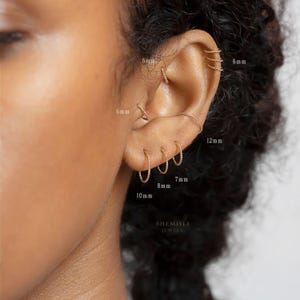 Anneau torsadé fin pour piercings oreilles ou nez, calibre 20, 4,5,6,7,8,9,10,12 mm, unisexe, or, argent SH304-SH312