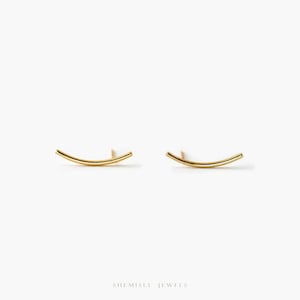 Boucle d'oreille simple longue barre grimpeur, unisexe, or, argent SHEMISLI SS084 LR