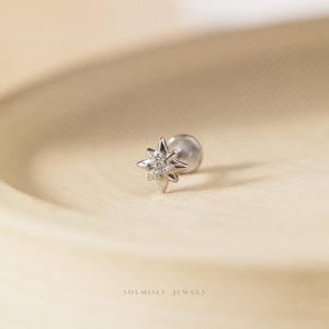 Tiny Star Threadless Flat Back Nose Stud, 20,18,16ga, 5-10mm Unisex