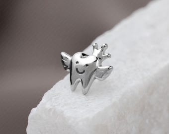 Tooth Fairy Stud, Threadless Flat Back Earring, Minimalist Style, A-SS1556