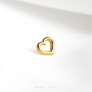 Tiny Open Heart Threadless Flat Back Earring, 20,18,16ga, 5-10mm Unisex, Surgical Steel SHEMISLI SS1203