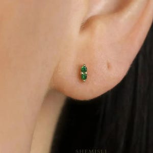 White Emerald CZ Stud, Screw Ball End Earring, Minimalist Style, A-SS205 SS206