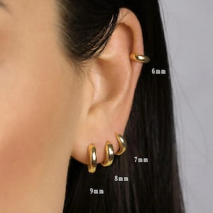 Thick Hoop, Huggies Earring, Minimalist Style, A-SH326 SH327 SH328 SH329