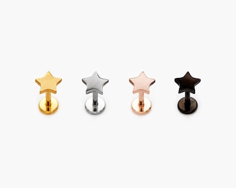 Star Stud, Threadless Flat Back Earring, Minimalist Style, A-SS567