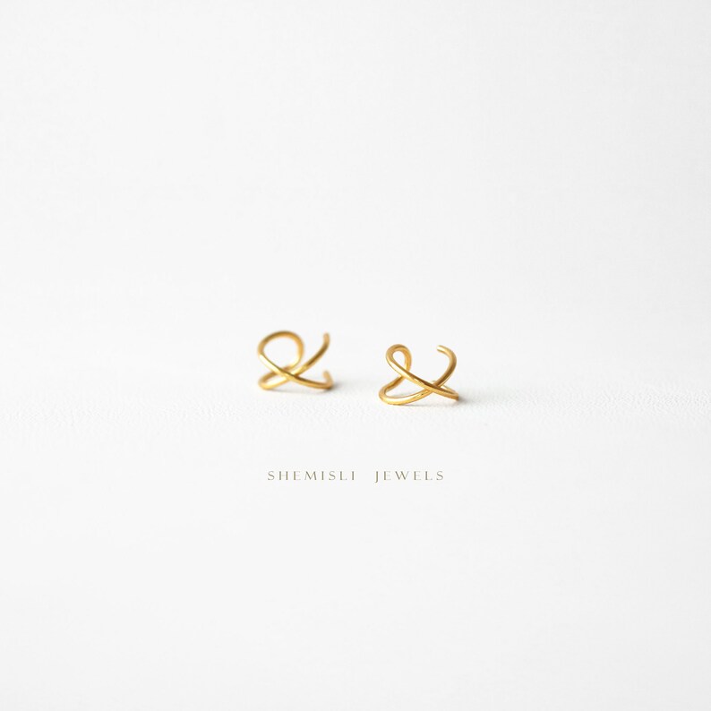 Tiny Thin Criss Cross Helix Cuff Upper Ear Cuff No Piercing Etsy Canada